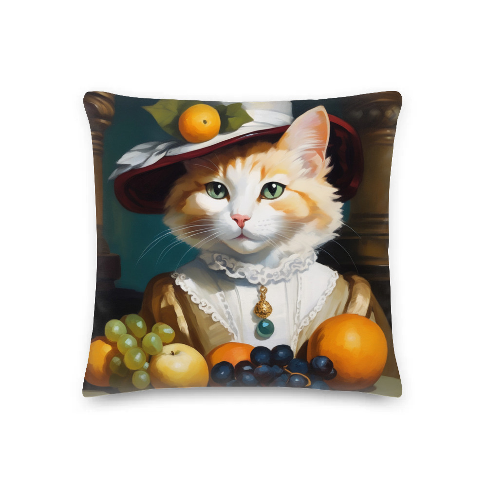 PugMug Custom White Companion Cat Premium Pillow
