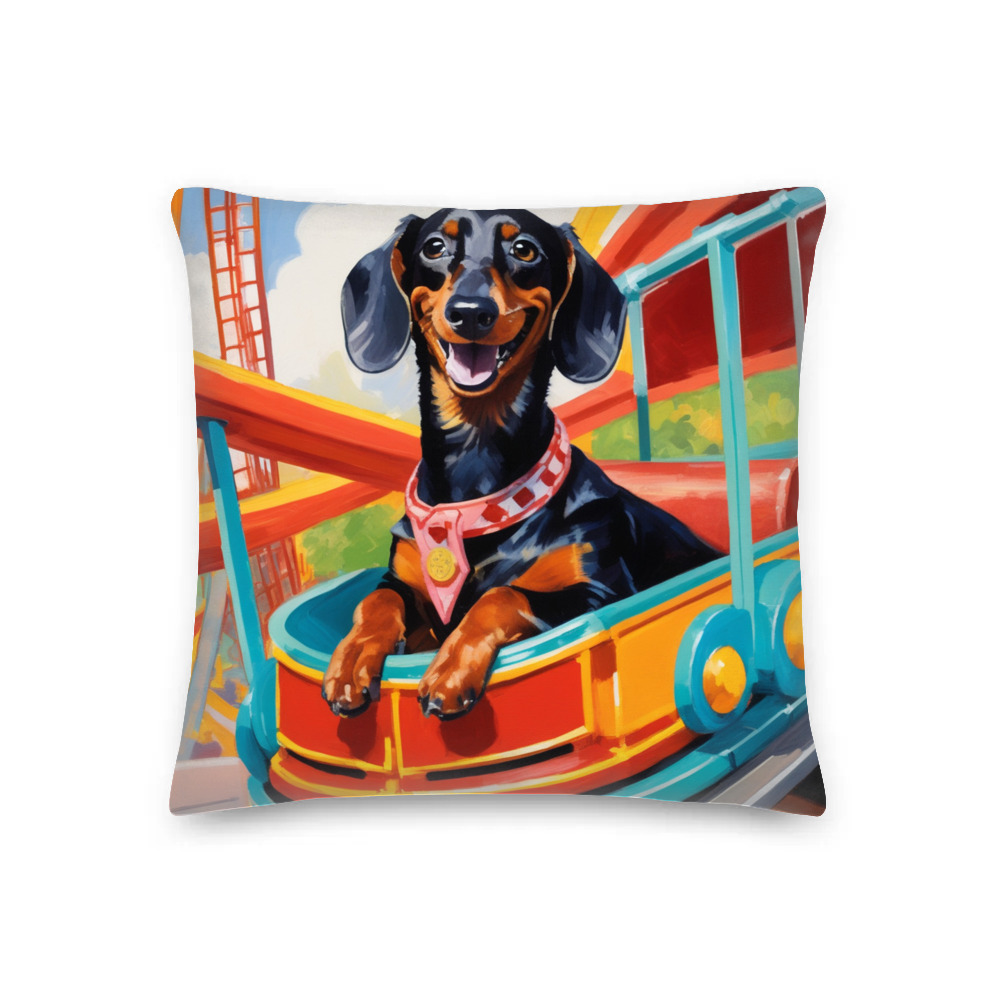 PugMug Custom Black Dachshund Premium Pillow