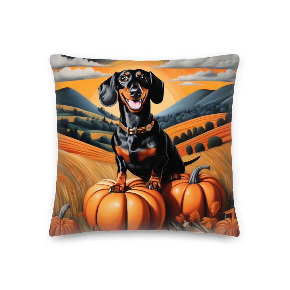 PugMug Custom Black Dachshund Premium Pillow