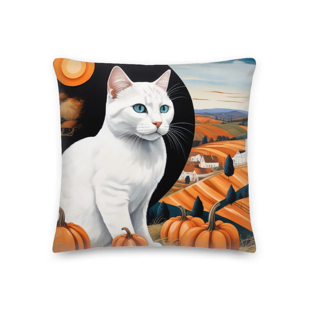 PugMug Custom White Companion Cat Premium Pillow
