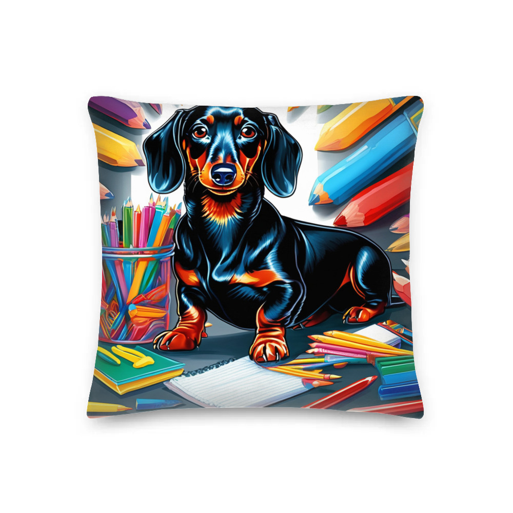 PugMug Custom Black Dachshund Premium Pillow