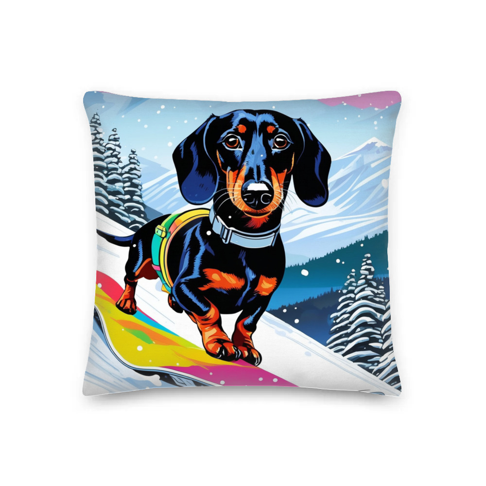 PugMug Custom Black Dachshund Premium Pillow