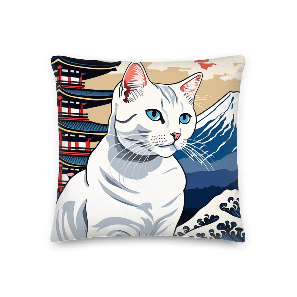 PugMug Custom White Companion Cat Premium Pillow
