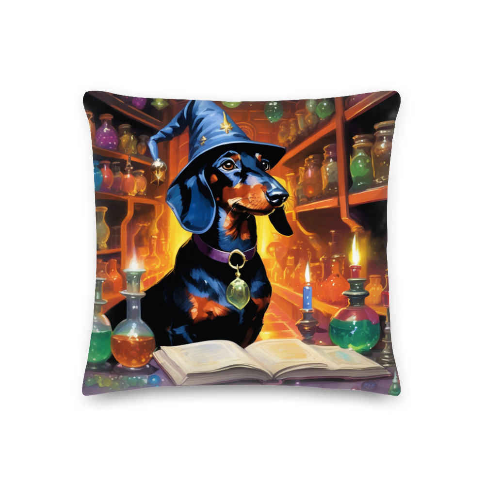 PugMug Custom Black Dachshund Premium Pillow