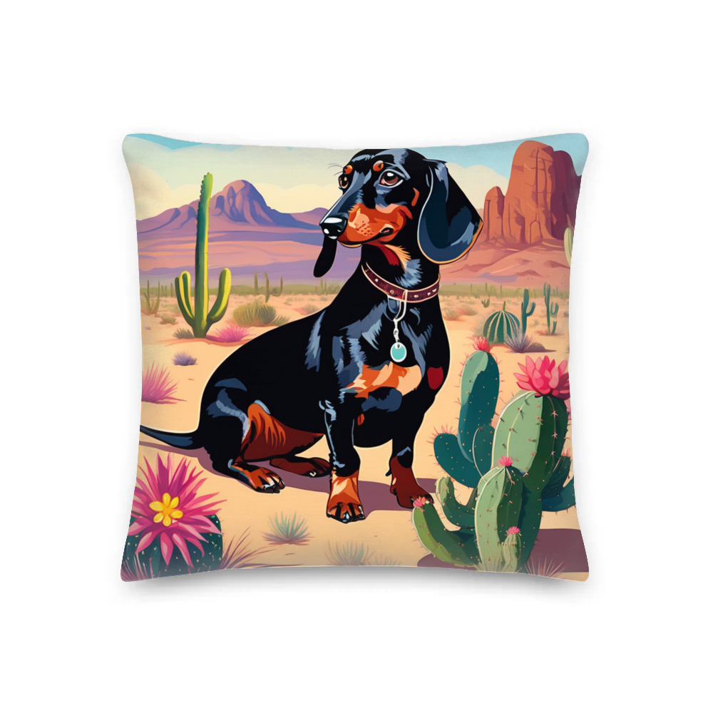PugMug Custom Black Dachshund Premium Pillow