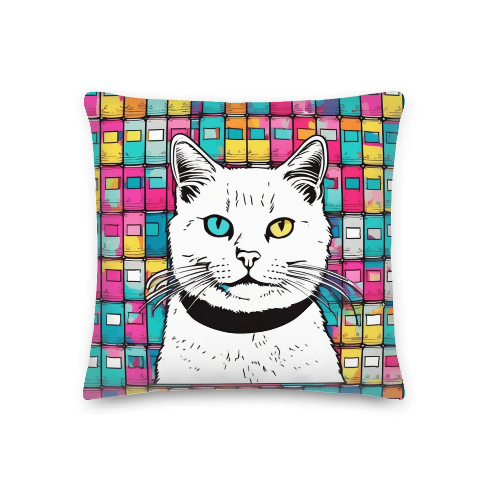 PugMug Custom White Companion Cat Premium Pillow