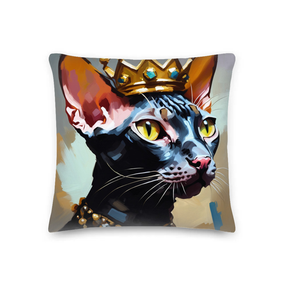 PugMug Custom Black Sphynx Cat Premium Pillow