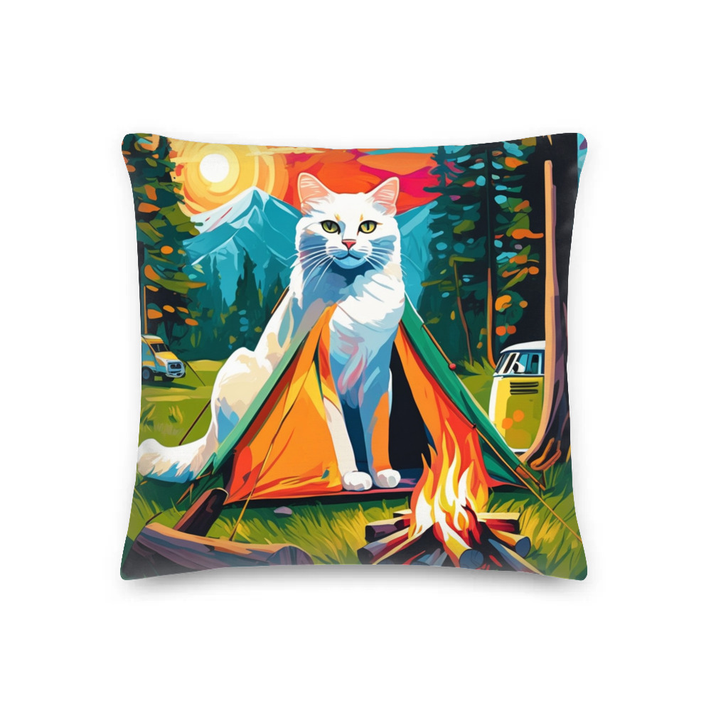 PugMug Custom White Companion Cat Premium Pillow