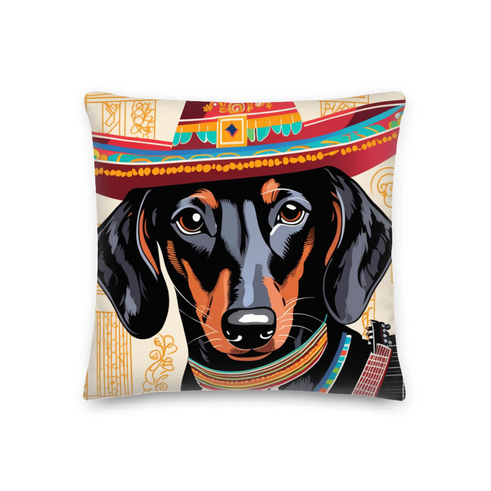 PugMug Custom Black Dachshund Premium Pillow