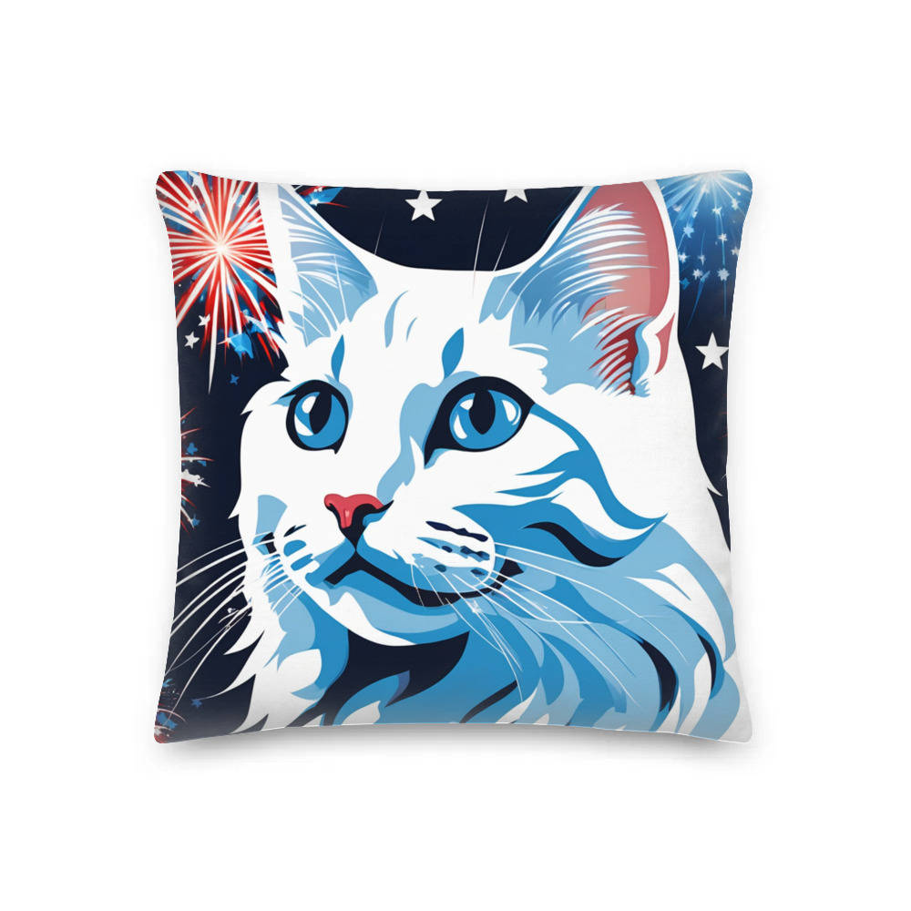 PugMug Custom White Companion Cat Premium Pillow