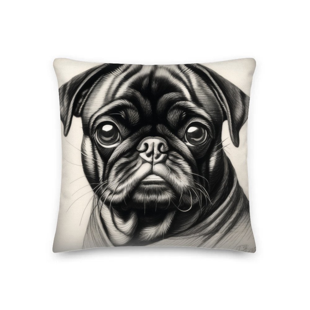 PugMug Custom Black Pug Premium Pillow