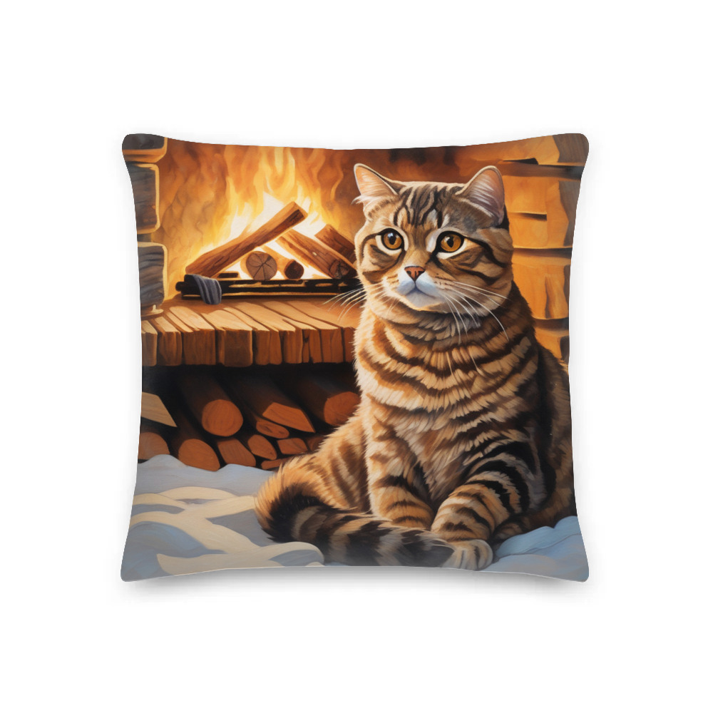PugMug Custom Tabby Scottish Fold Cat Premium Pillow