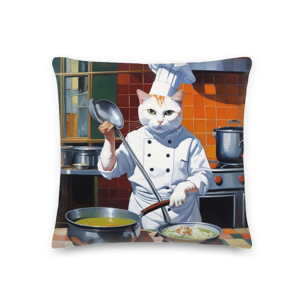 PugMug Custom White Companion Cat Premium Pillow