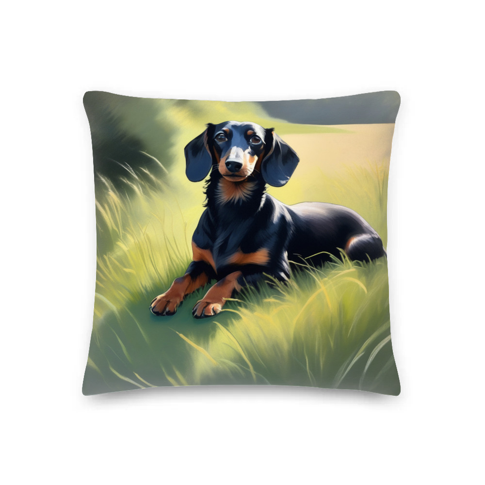 PugMug Custom Black Dachshund Premium Pillow