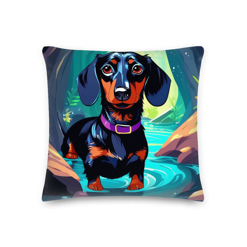 PugMug Custom Black Dachshund Premium Pillow
