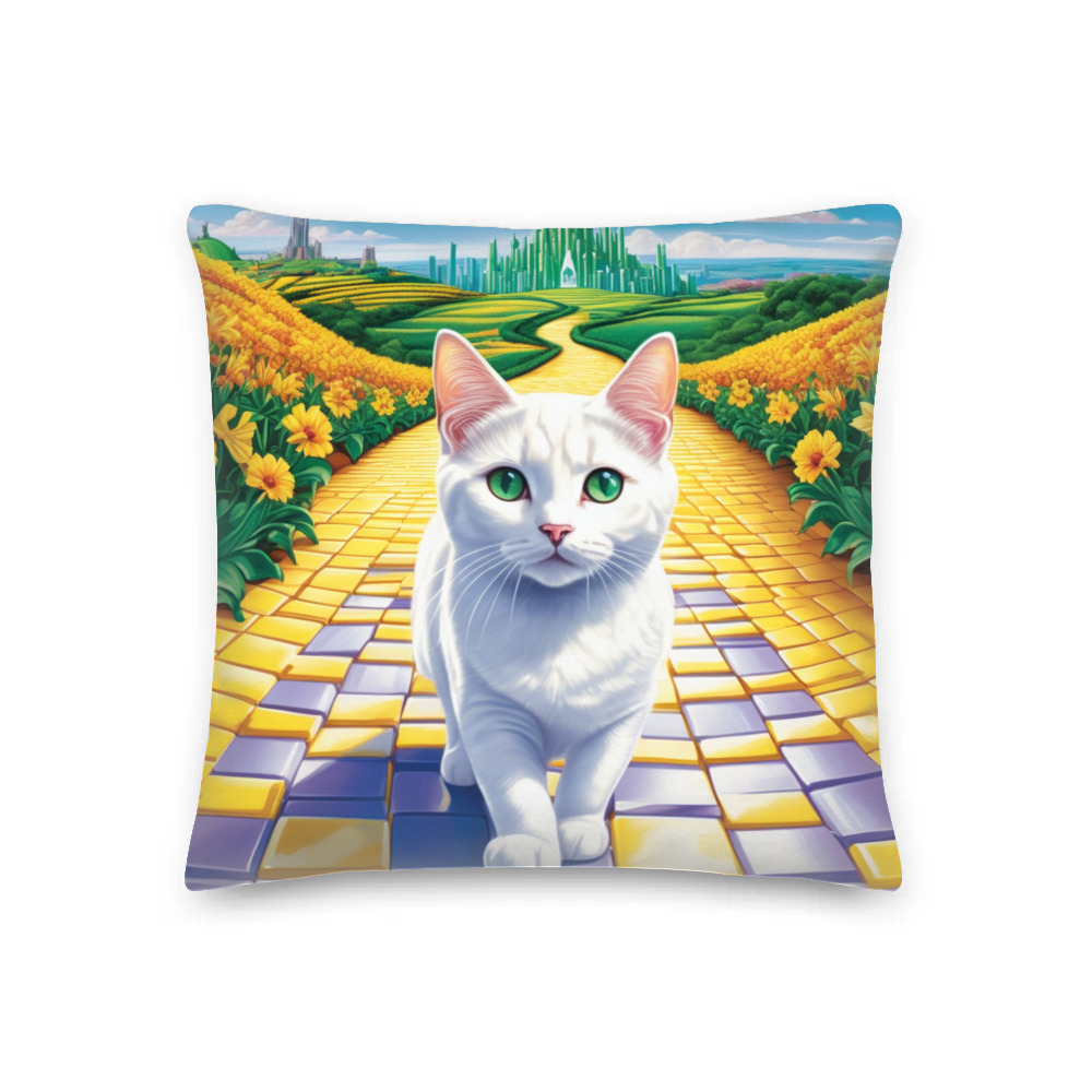 PugMug Custom White Companion Cat Premium Pillow