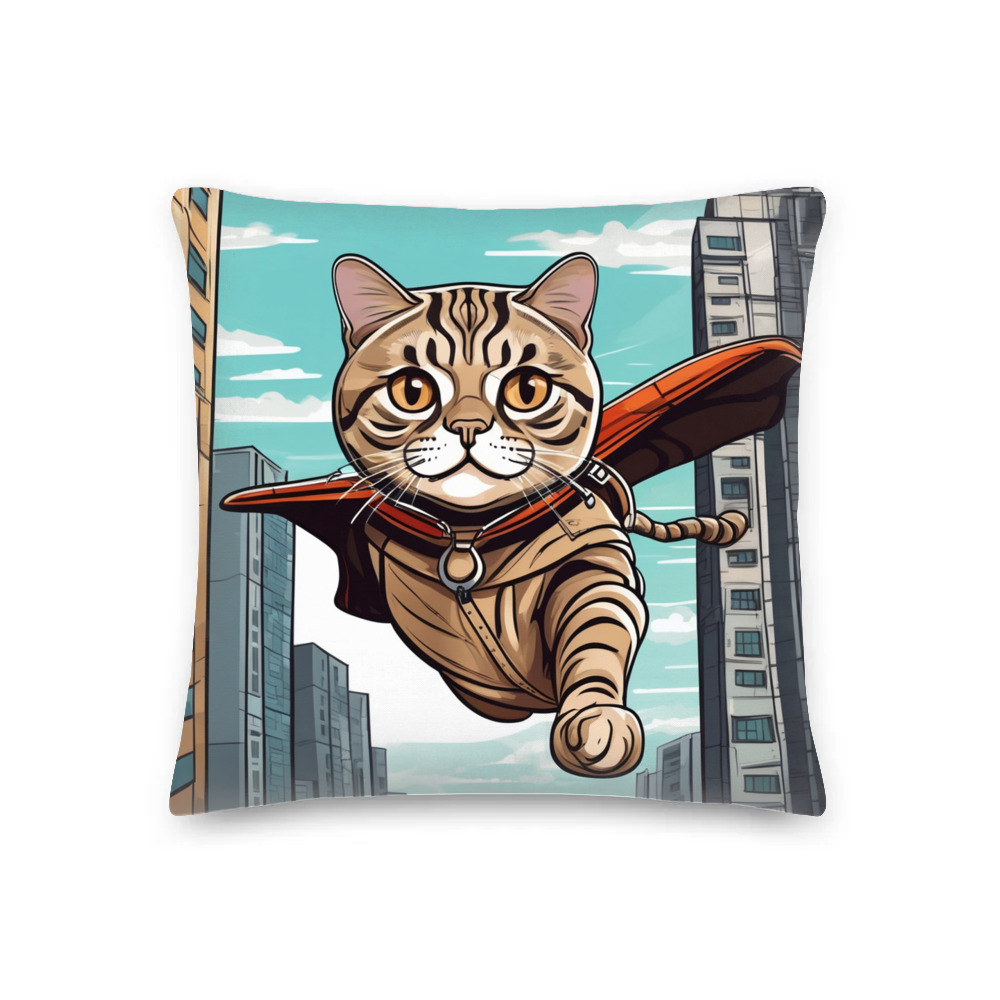 PugMug Custom Tabby Scottish Fold Cat Premium Pillow