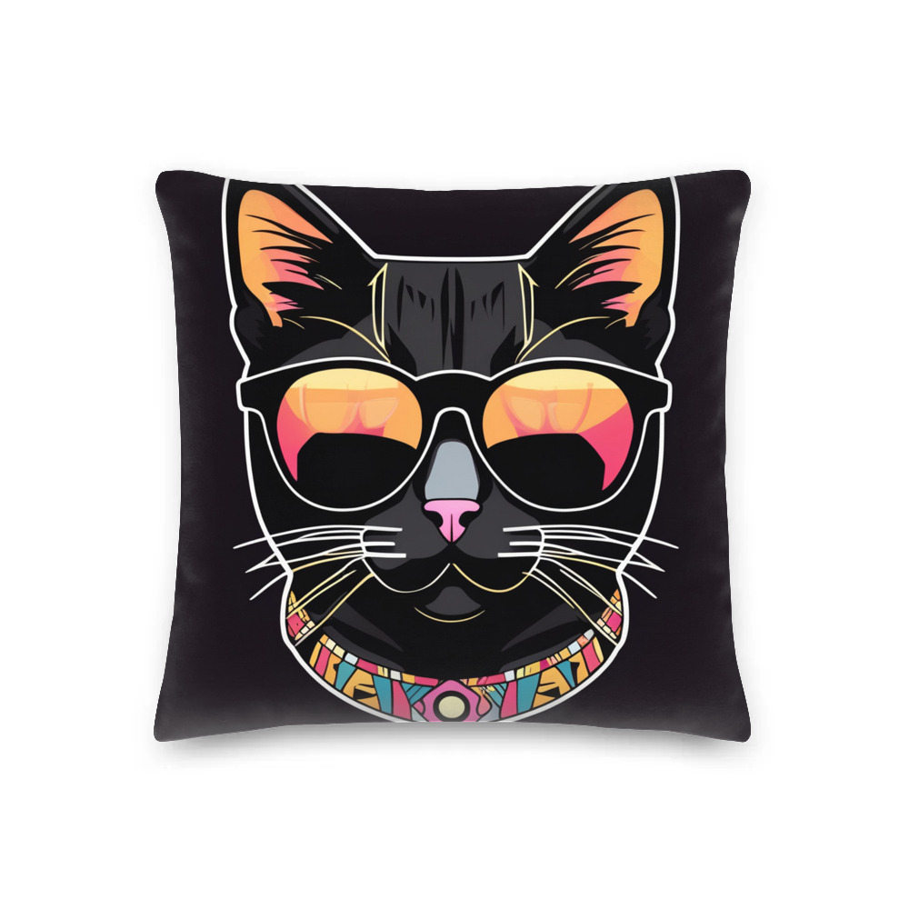 PugMug Custom Black Exotic Cat Premium Pillow