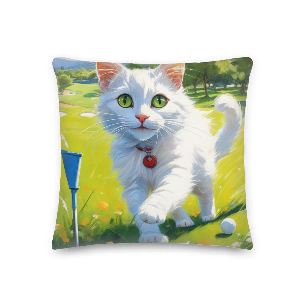 PugMug Custom White Companion Cat Premium Pillow