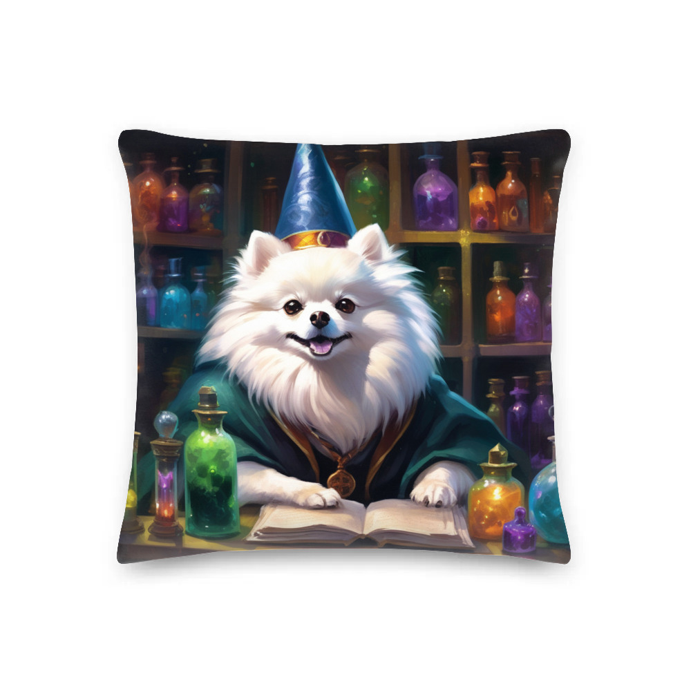 PugMug Custom White Pomeranian Premium Pillow