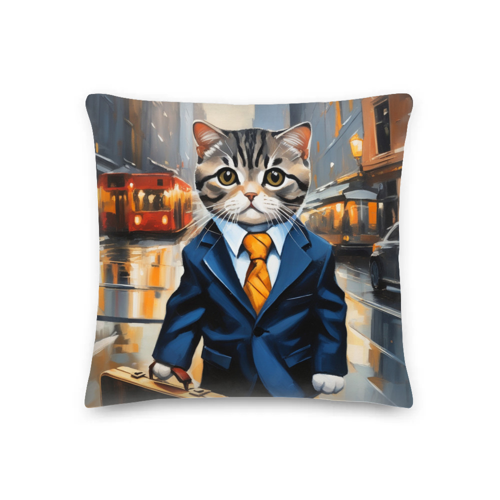PugMug Custom Tabby Scottish Fold Cat Premium Pillow