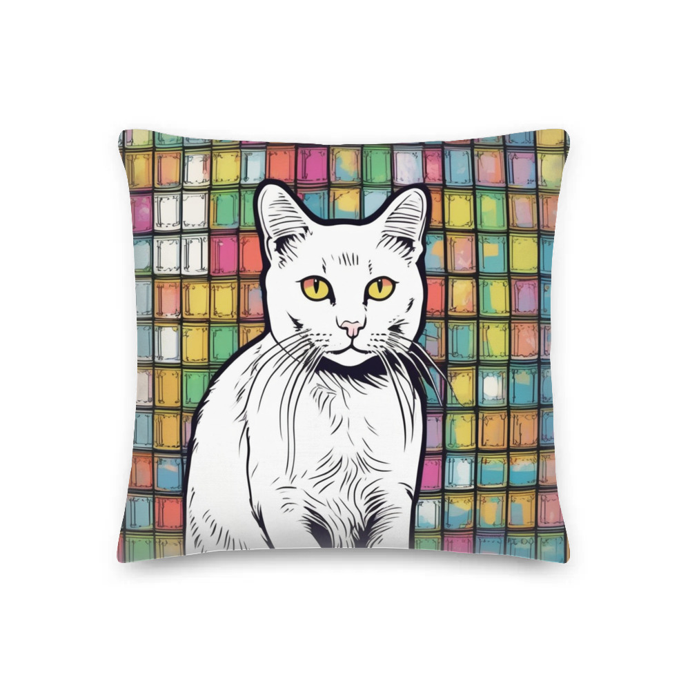 PugMug Custom White Companion Cat Premium Pillow