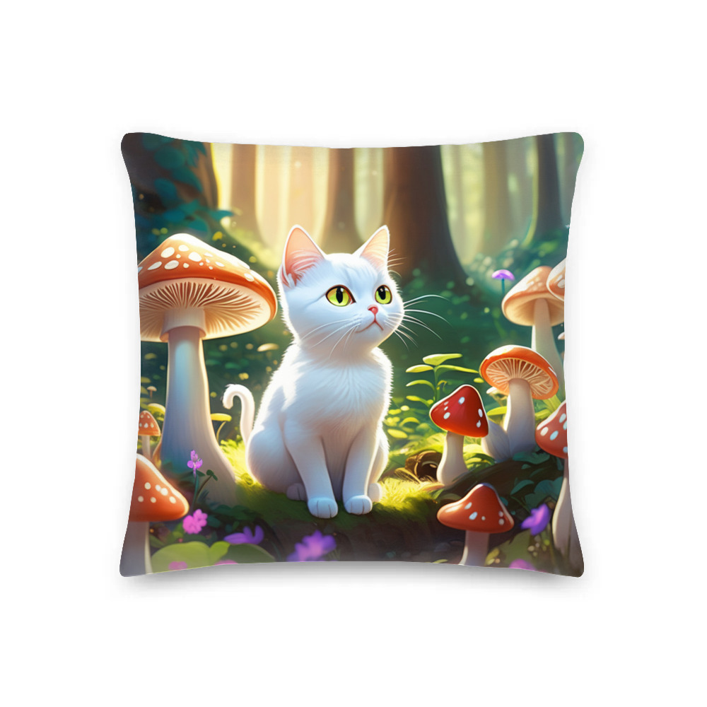 PugMug Custom White Companion Cat Premium Pillow