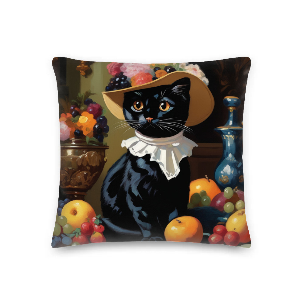 PugMug Custom Black Exotic Cat Premium Pillow