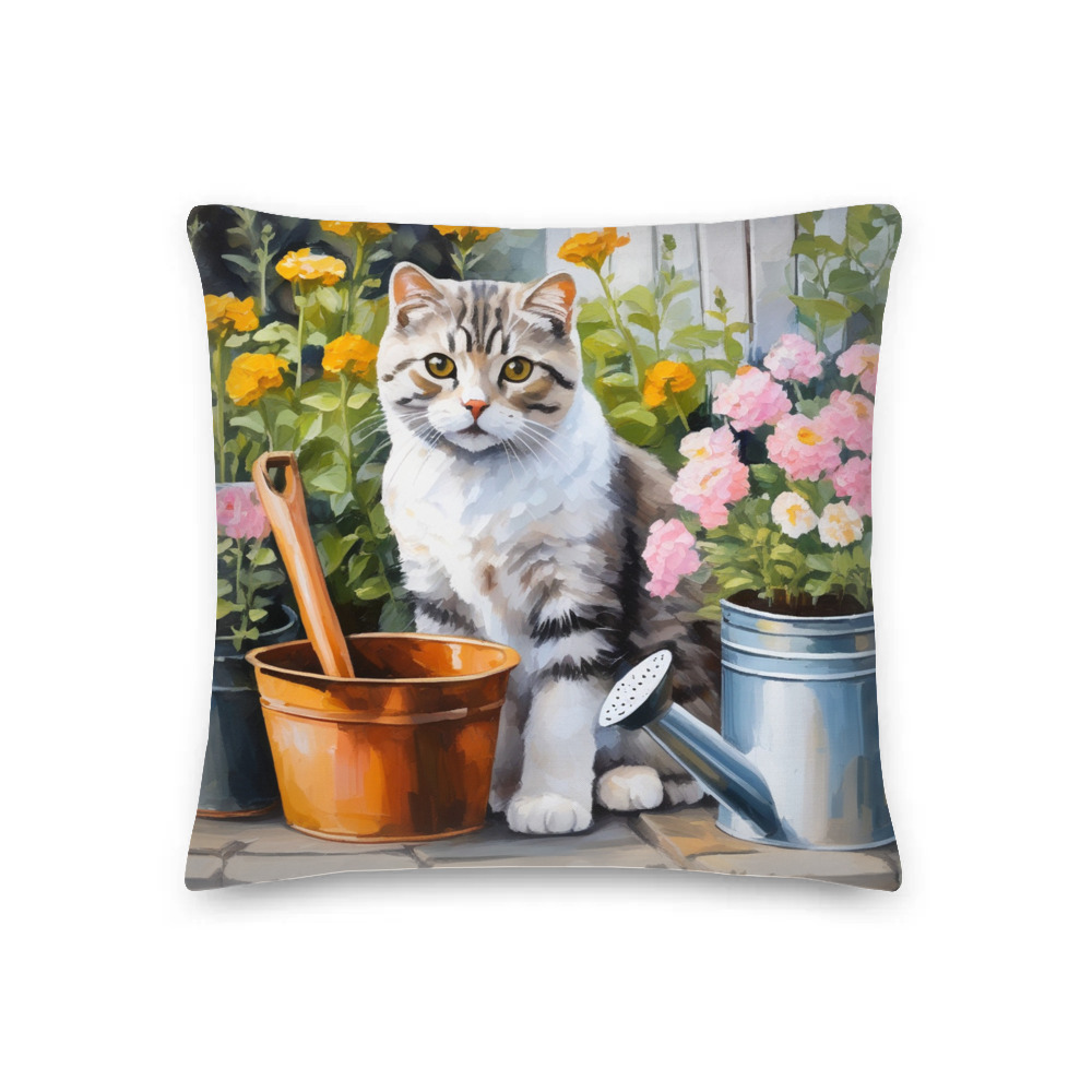 PugMug Custom Tabby Scottish Fold Cat Premium Pillow