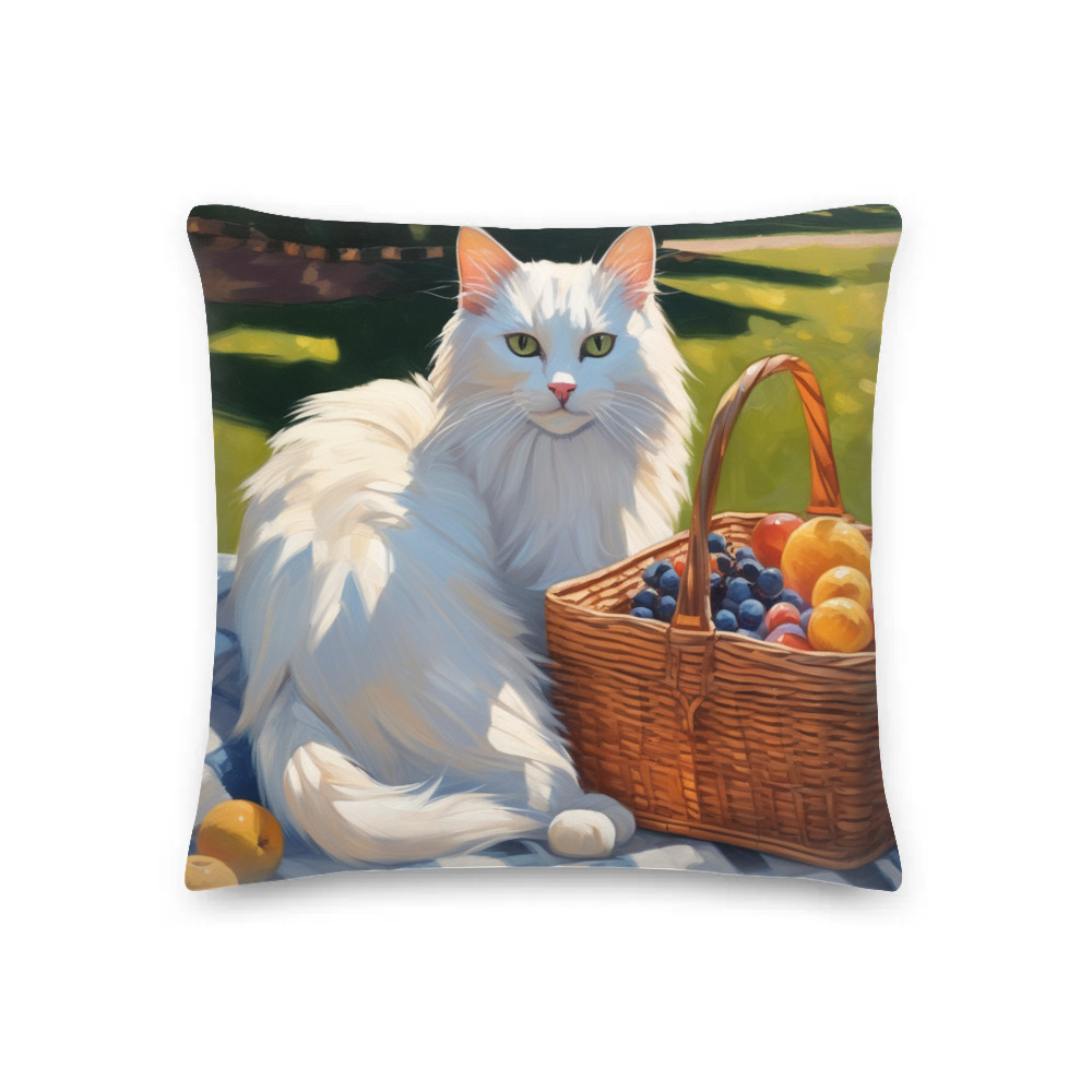 PugMug Custom White Companion Cat Premium Pillow