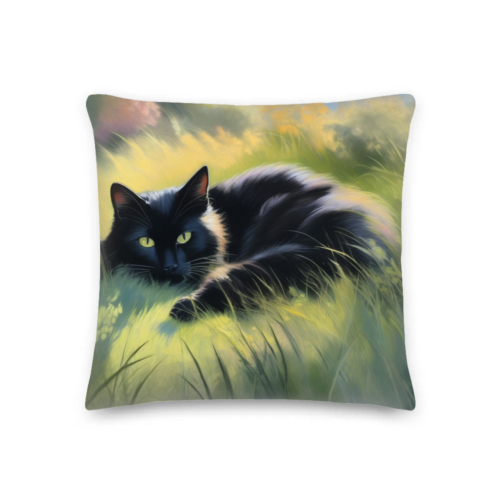 PugMug Custom Black Companion Cat Premium Pillow