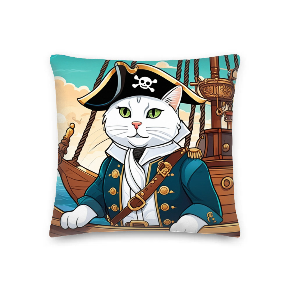 PugMug Custom White Companion Cat Premium Pillow