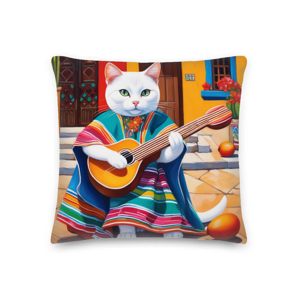 PugMug Custom White Companion Cat Premium Pillow