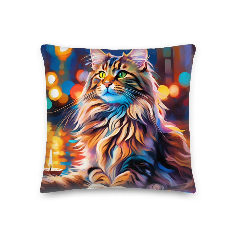 PugMug Custom Tabby Maine Coon Cat Premium Pillow