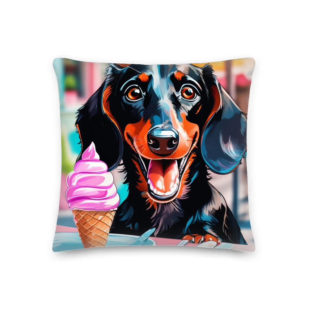PugMug Custom Black Dachshund Premium Pillow