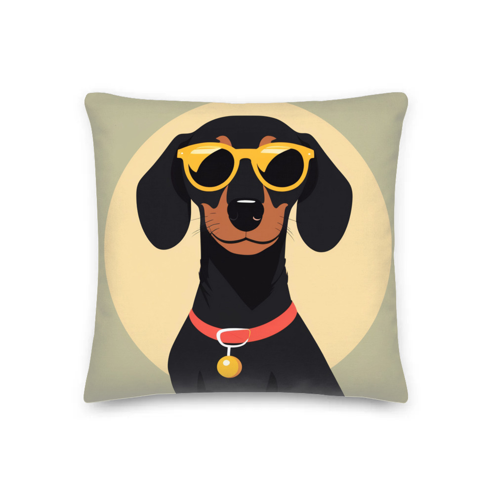 PugMug Custom Black Dachshund Premium Pillow