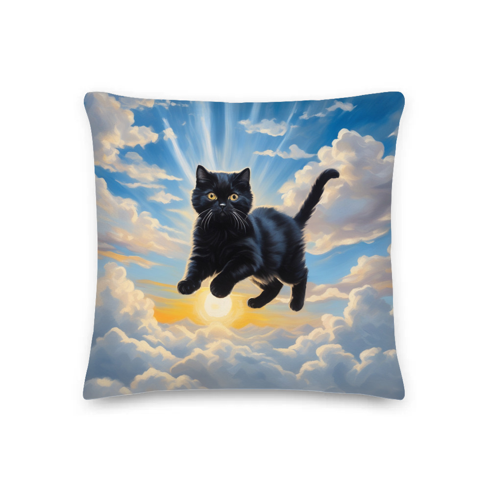 PugMug Custom Black Scottish Fold Cat Premium Pillow