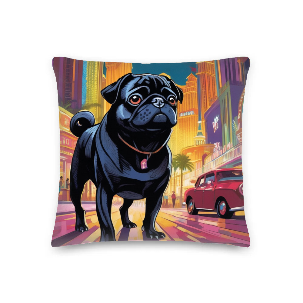 PugMug Custom Black Pug Premium Pillow