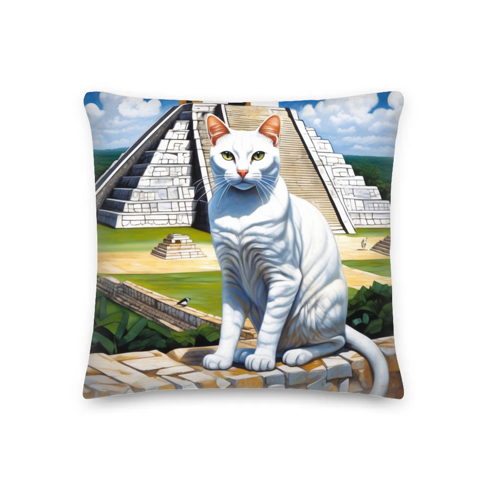 PugMug Custom White Companion Cat Premium Pillow