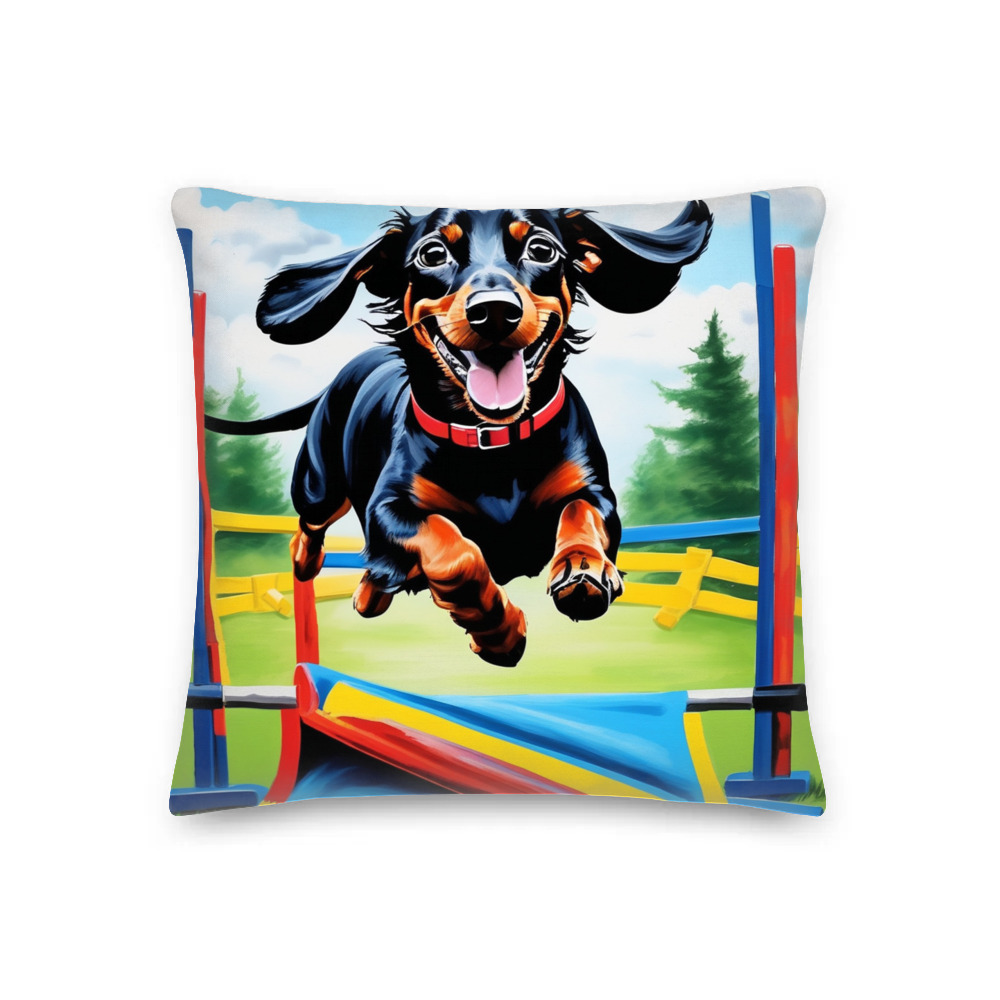 PugMug Custom Black Dachshund Premium Pillow