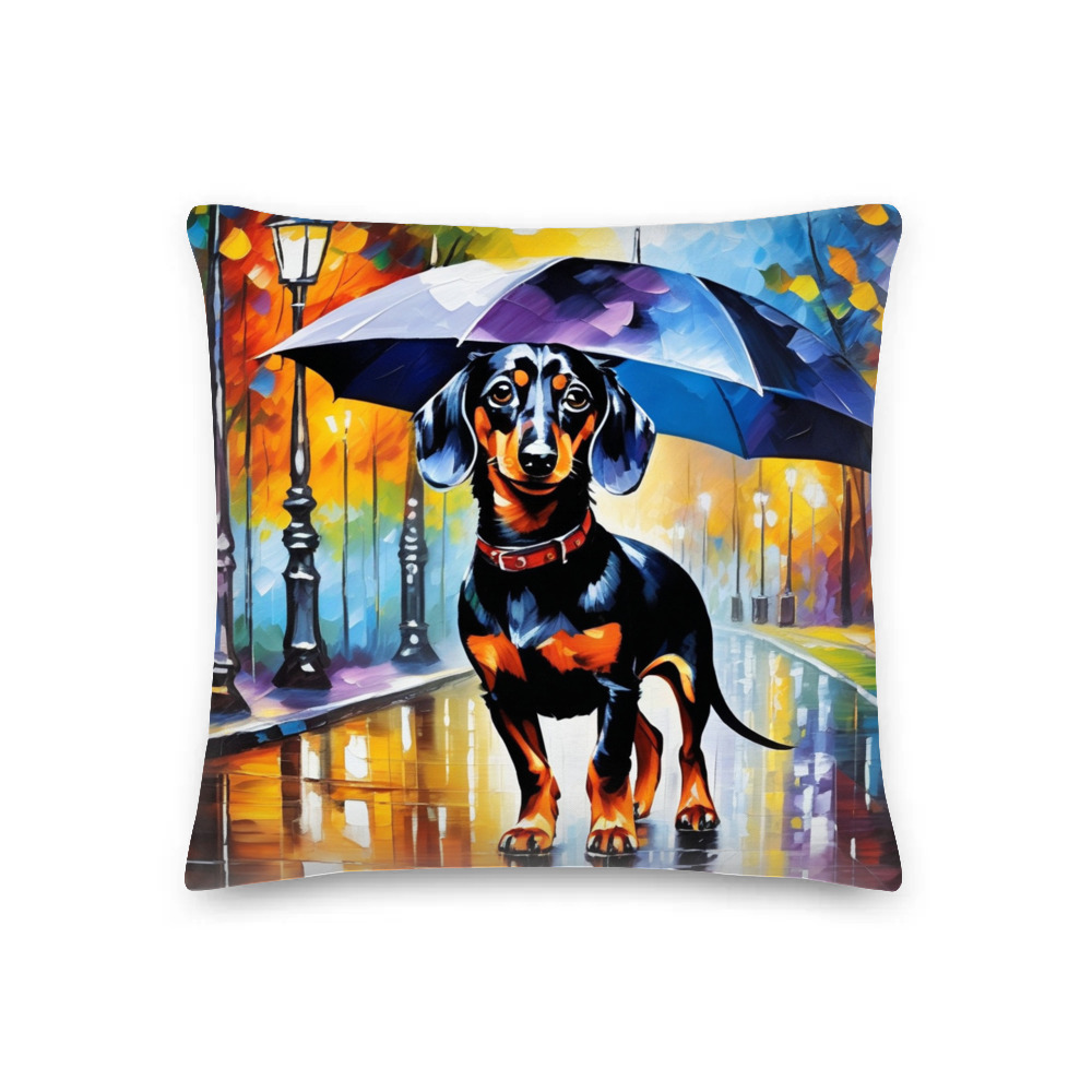 PugMug Custom Black Dachshund Premium Pillow