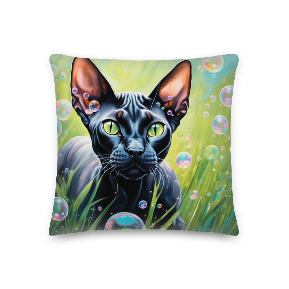PugMug Custom Black Sphynx Cat Premium Pillow