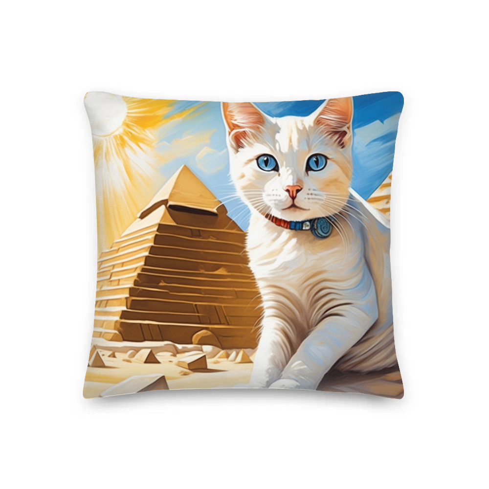 PugMug Custom White Companion Cat Premium Pillow