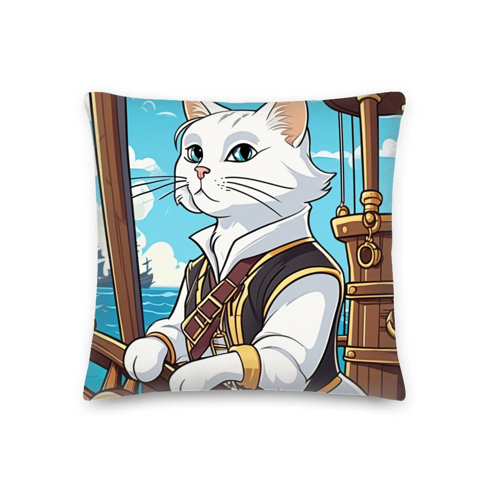 PugMug Custom White Companion Cat Premium Pillow