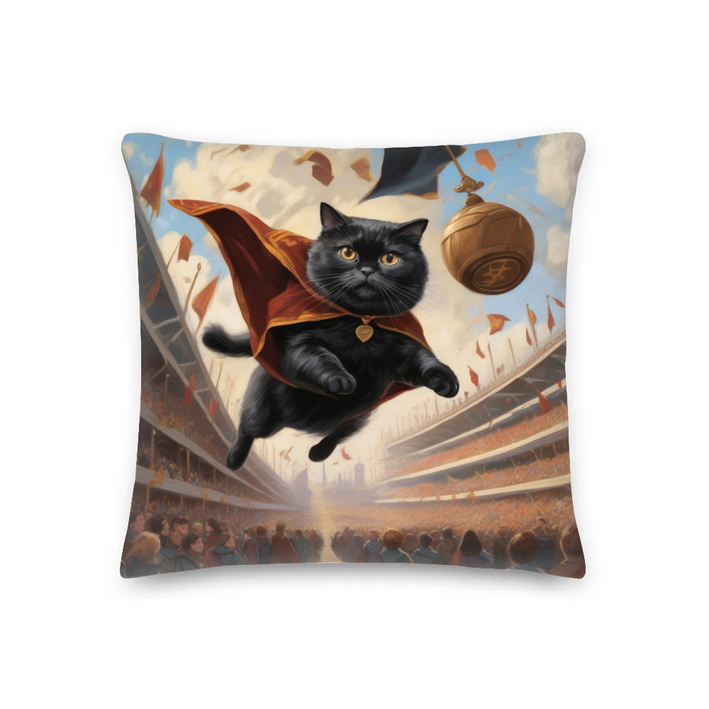 PugMug Custom Black Scottish Fold Cat Premium Pillow