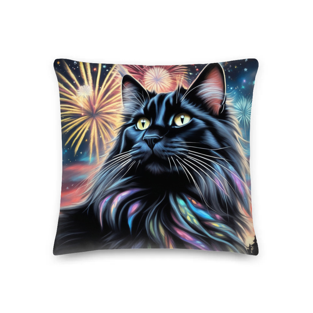 PugMug Custom Black Maine Coon Cat Premium Pillow