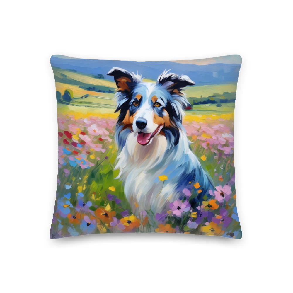 PugMug Custom Blue Merle Border Collie Premium Pillow