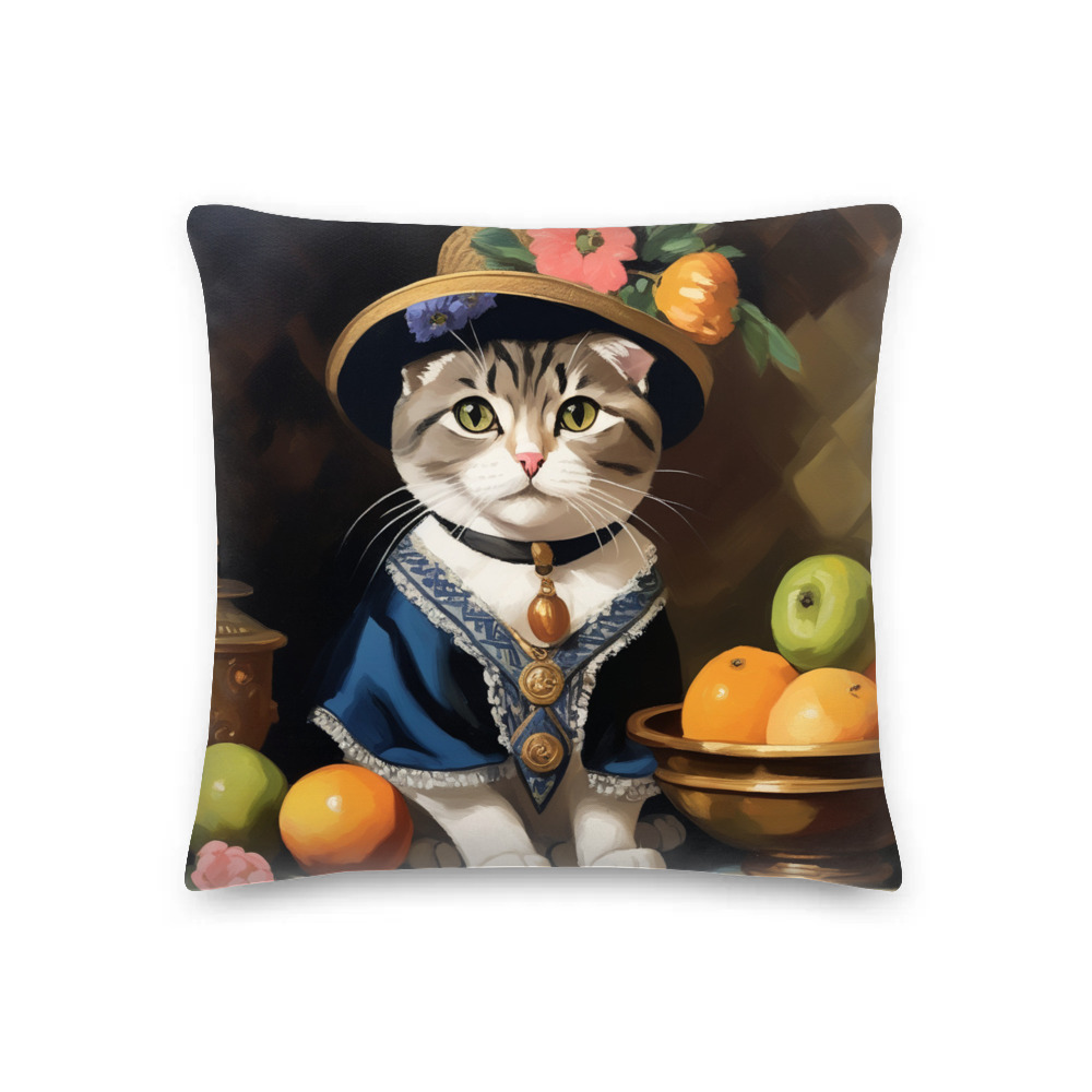 PugMug Custom Tabby Scottish Fold Cat Premium Pillow