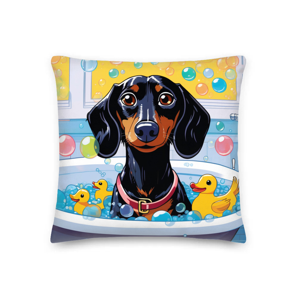 PugMug Custom Black Dachshund Premium Pillow