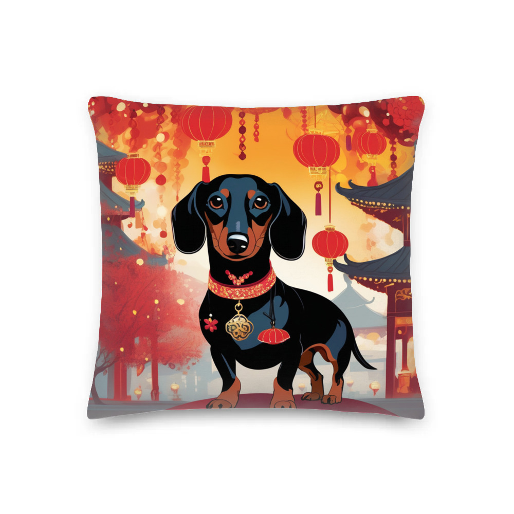 PugMug Custom Black Dachshund Premium Pillow